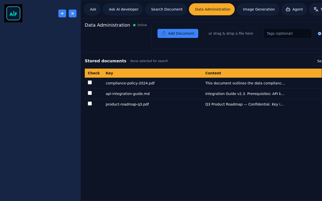 Data Administration Interface