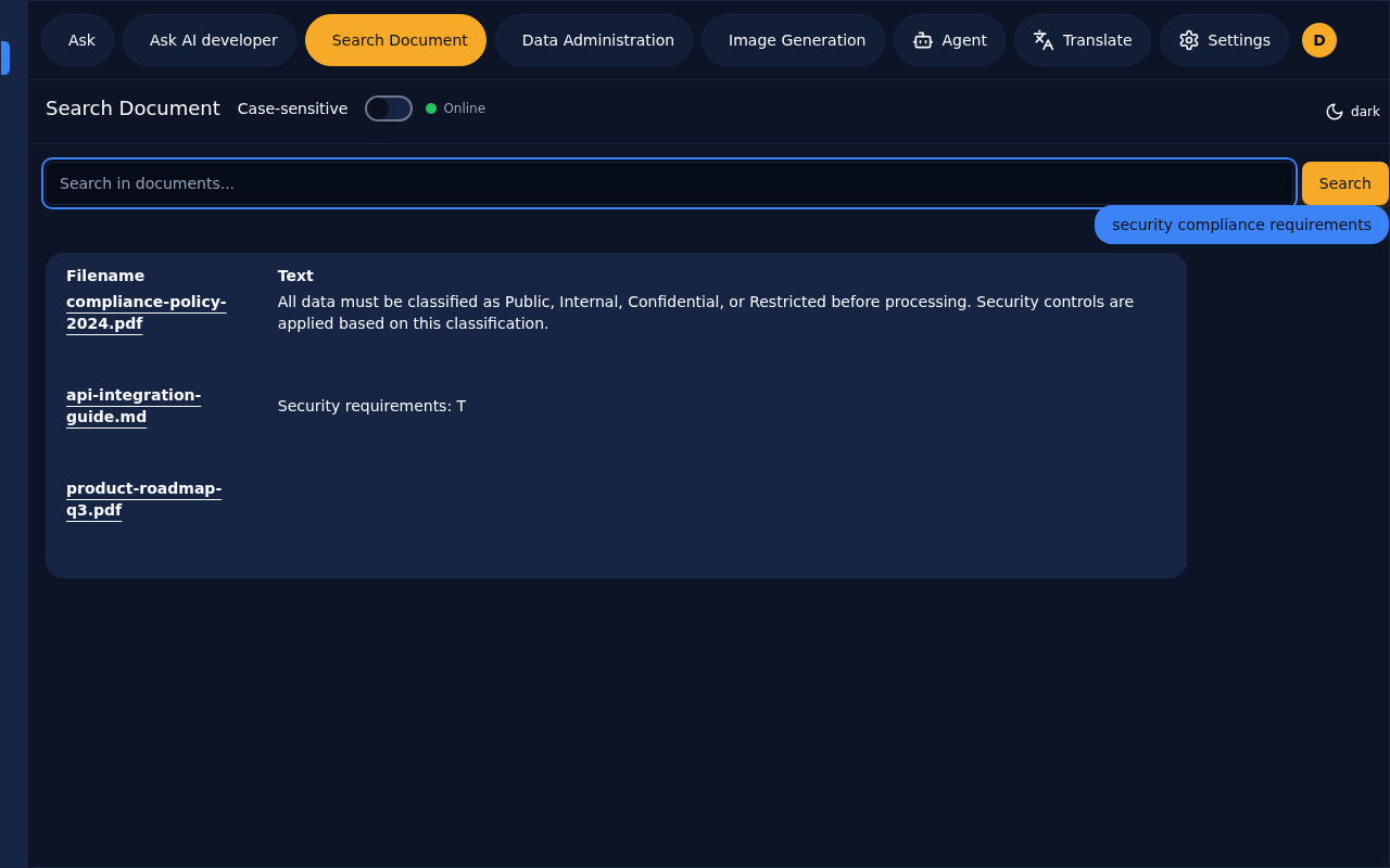 Search Document Interface
